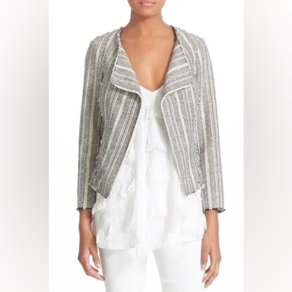 Derek Lam 10 Crosby Women’s 2 Angled Lapel Frayed Hem Jacket Blazer